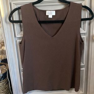 Brown V Neck Tank Top